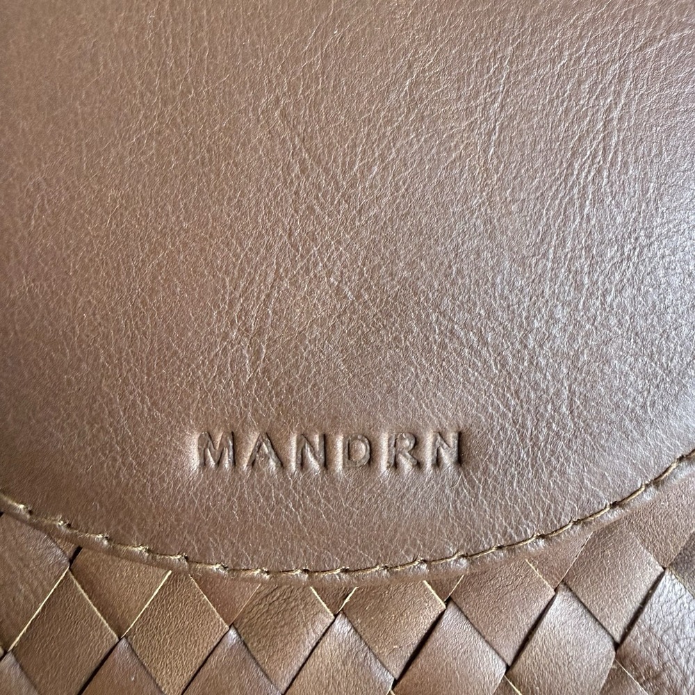 Mandrn Naomi Woven Tan Leather Shoulder Bag Purse Handbag Made In Bali - Picture 2 of 16